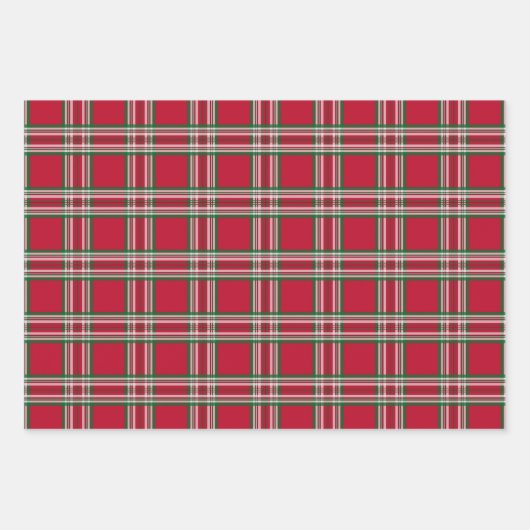Kariertes Muster Weihnachtswrapping Papier-Sortime Geschenkpapier Set (Vorderseite)
