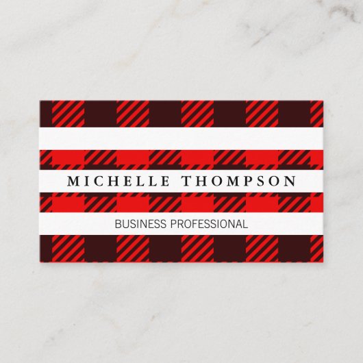 Kariertes Muster | Weiße Streifen Visitenkarte (Vorderseite)