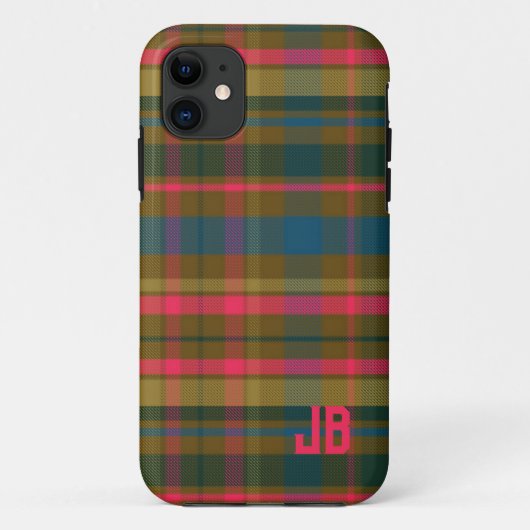 Kariertes Mustermonogramm Case-Mate iPhone Hülle (Rückseite)