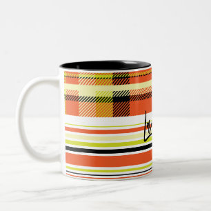 kariertes Namensmuster Zweifarbige Tasse
