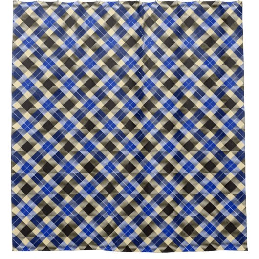 Kariertes Navy Blue und Black Tartan Duschvorhang (Vorderseite)