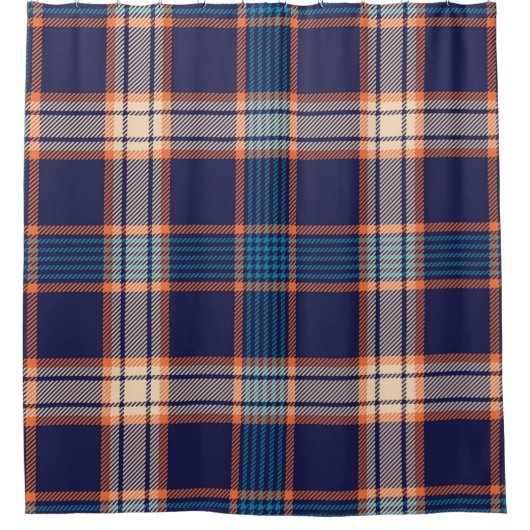 Kariertes Navy-Tartan-Muster Duschvorhang (Vorderseite)