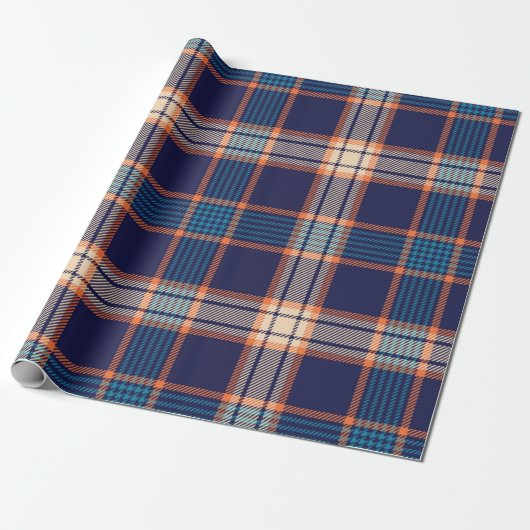 Kariertes Navy-Tartan-Muster Geschenkpapier (Ungerollt)