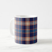 Kariertes Navy-Tartan-Muster Kaffeetasse (Vorderseite Links)