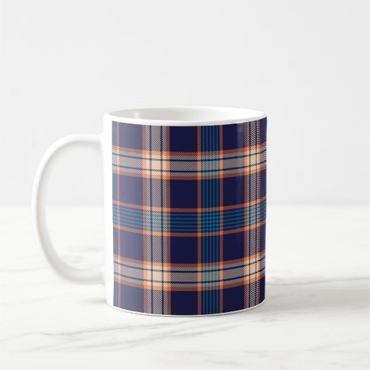 Kariertes Navy-Tartan-Muster Kaffeetasse (Links)