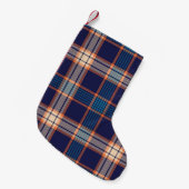 Kariertes Navy-Tartan-Muster Kleiner Weihnachtsstrumpf (Vorderansicht (hängend))
