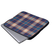 Kariertes Navy-Tartan-Muster Laptopschutzhülle (Vorne Knopf)