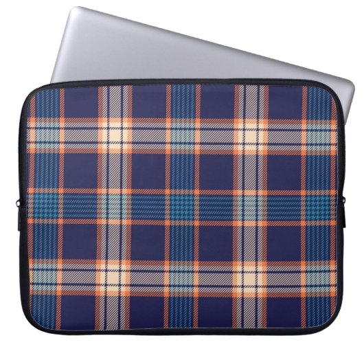 Kariertes Navy-Tartan-Muster Laptopschutzhülle (Vorderseite)