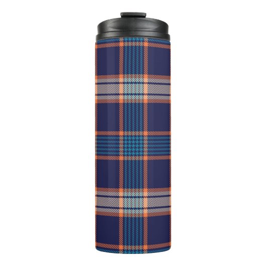 Kariertes Navy-Tartan-Muster Thermosbecher (Vorderseite)