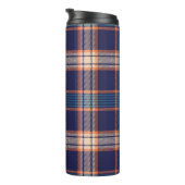 Kariertes Navy-Tartan-Muster Thermosbecher (Nach rechts gedreht)