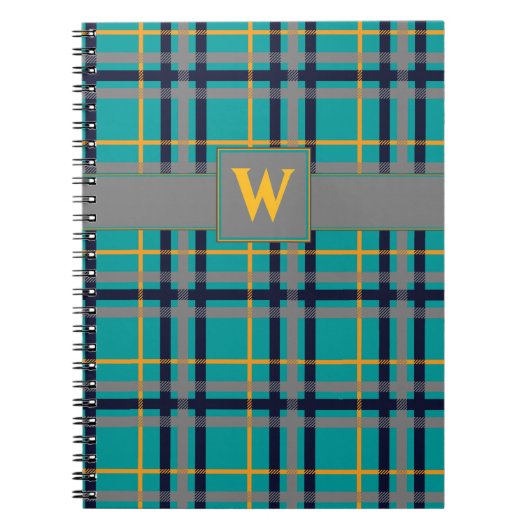 Kariertes Notebook in Blau und Orange Notizblock (Vorderseite)