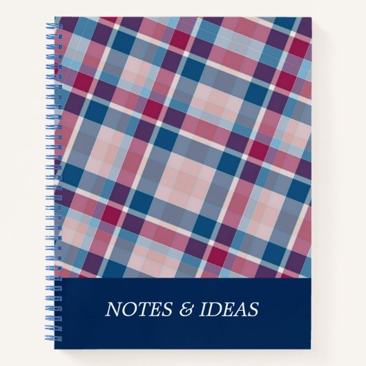 Kariertes Notebook in Blau und Rosa Notizblock (Vorderseite)