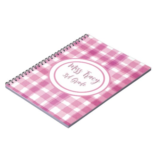 Kariertes Notebook in Pastellrosa Notizblock (Linke Seite)