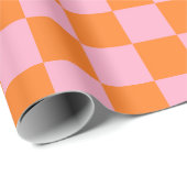 Kariertes Orange und rosa Geschenkpapier (Rolleneckpunkt)