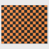 Kariertes Orange und schwarz Geschenkpapier (Flach)