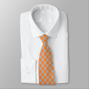 Kariertes Orange und silbern Krawatte