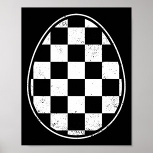 Kariertes Osterei-Rennwagen-Spieler lustiges Retro Poster