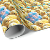 Kariertes Osterküken mit gelben Küken Geschenkpapier (Rolleneckpunkt)