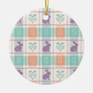 Kariertes Ostern Plaid   Keramik Ornament