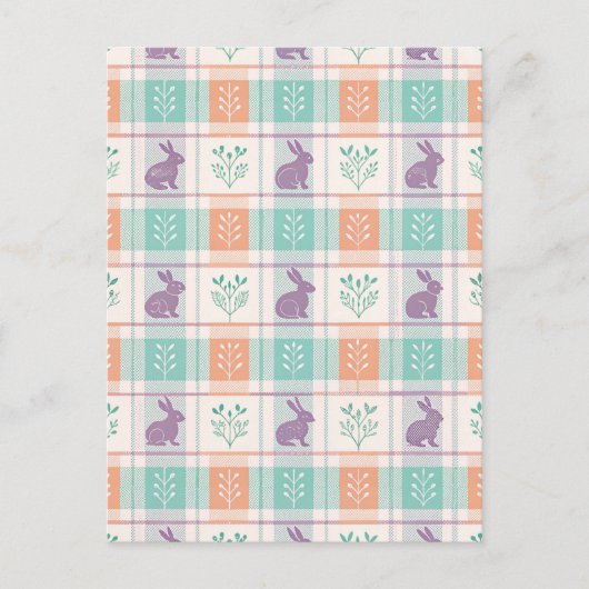Kariertes Ostern Plaid Postkarte (Vorderseite)
