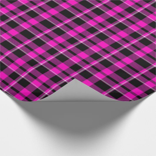 Kariertes Papier mit rosa und schwarz Geschenkpapier (Ecke)