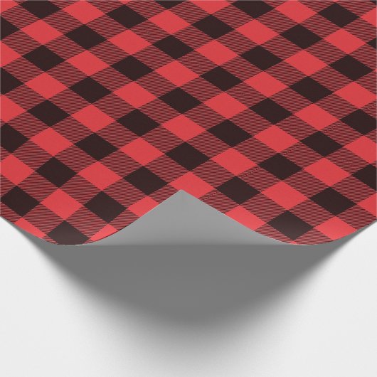Kariertes Papier mit rotem und schwarzem Buffalo Geschenkpapier (Ecke)