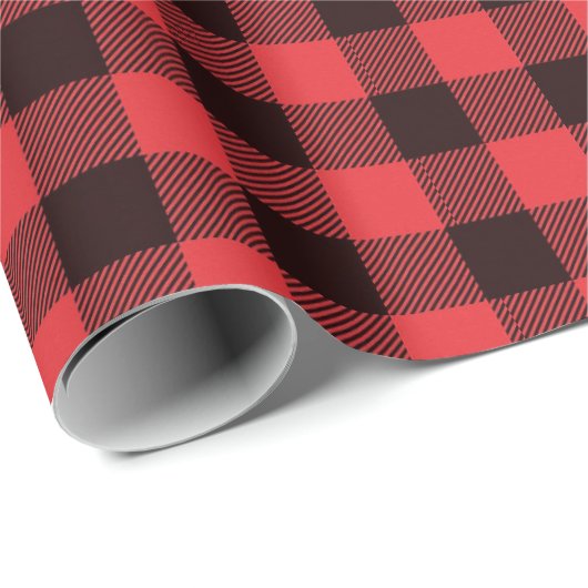 Kariertes Papier mit rotem und schwarzem Buffalo Geschenkpapier (Rolleneckpunkt)