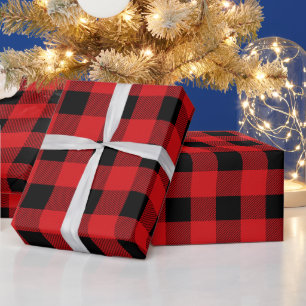 Kariertes Papier mit roten und schwarzen Umschläge Geschenkpapier