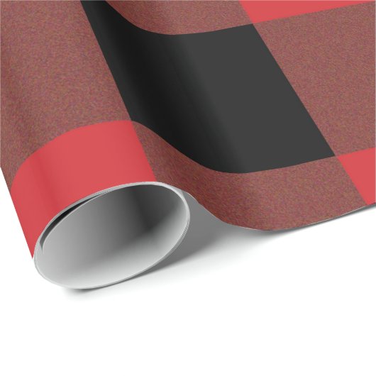 Kariertes Papier mit roten und schwarzen Umschläge Geschenkpapier (Rolleneckpunkt)