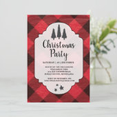 Kariertes Party in Rot und Schwarz Buffalo Einladu Einladung (Stehend Vorderseite)