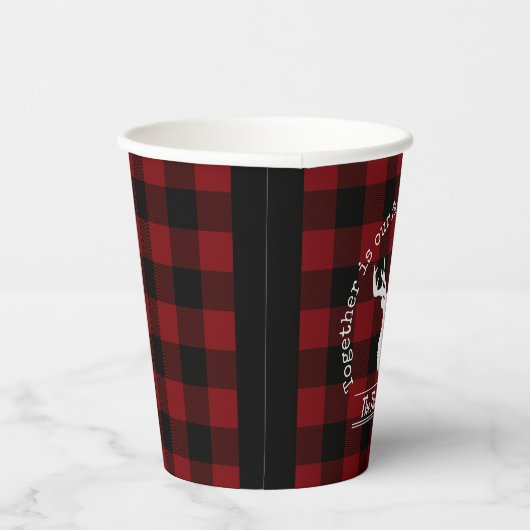 Kariertes Party in Rot und Schwarz Buffalo Pappbecher (Rechts)