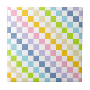 Kariertes Pastell-Regenbogenmuster Fliese