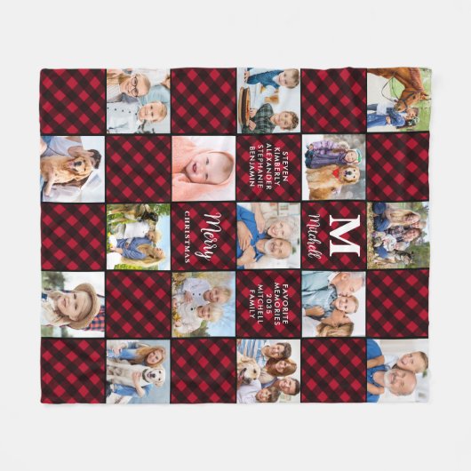 Kariertes Patchwork Personalisiert Gemütlich 15 Fo Fleecedecke (Vorderseite (Horizontal))