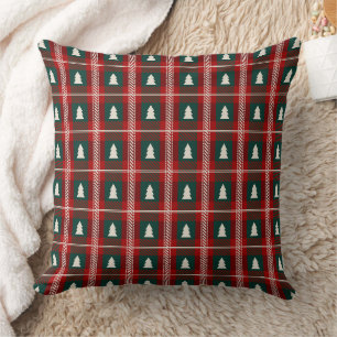 Kariertes Patchwork-Weihnachtsbaum-Muster Kissen
