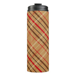 Kariertes PATTERN FÜR BROWN & RED URLAUB Thermosbecher