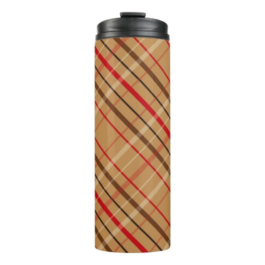 Kariertes PATTERN FÜR BROWN & RED URLAUB Thermosbecher (Vorderseite)