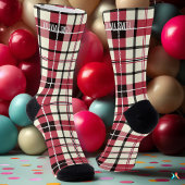Kariertes personalisiertes Rot-Weiß-Tartan Socken