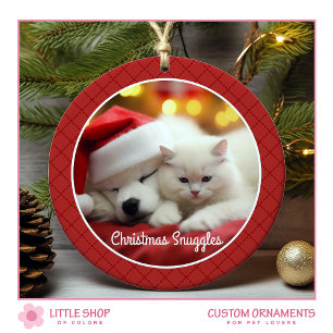 Kariertes Pet-Foto Keramik Ornament