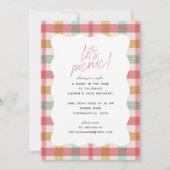 Kariertes Picnic im Park Geburtstag Einladung (Vorderseite)