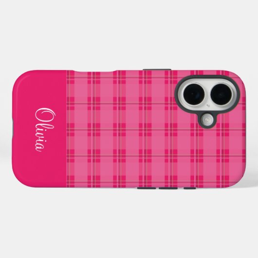 Kariertes Pink Case-Mate iPhone Hülle (Rückseite (Horizontal))
