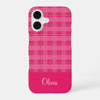 Kariertes Pink iPhone 16 Hülle