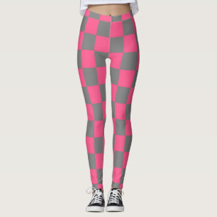Kariertes Pink-und Holzkohlen-Grau Leggings