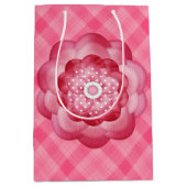 Kariertes PINKPATTER MIT PINK-BLUME Mittlere Geschenktüte (Vorderseite)