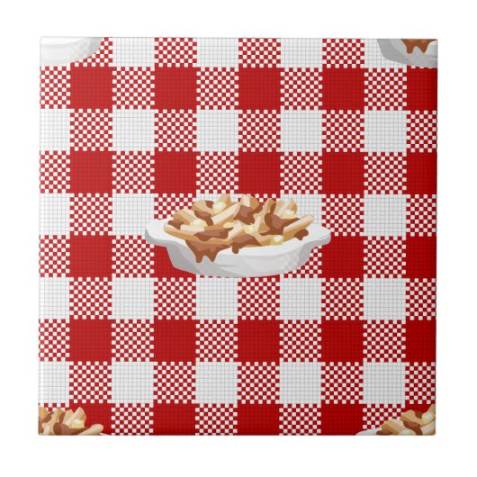Kariertes Poutine Fliese (Vorderseite)