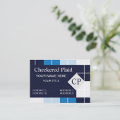 Kariertes Prüfmuster für kariertes Blau Visitenkarte (Stehend Vorderseite)