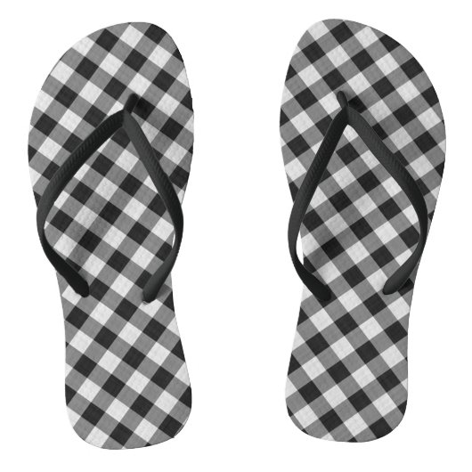 Kariertes Prüfmuster für Schwarz und Weiß Gingham Badesandalen (Fußbett)