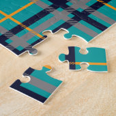 Kariertes Puzzle in Blau und Orange (Seite)