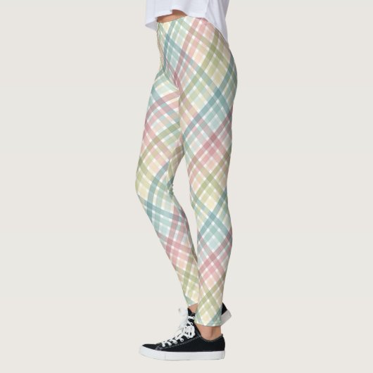Kariertes Rainbow-Pastellmuster Leggings (Links)