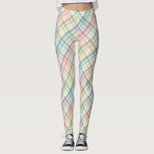 Kariertes Rainbow-Pastellmuster Leggings