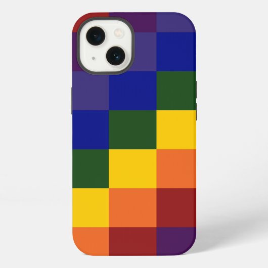 Kariertes Regenbogen iPhone Hülle (Rückseite)